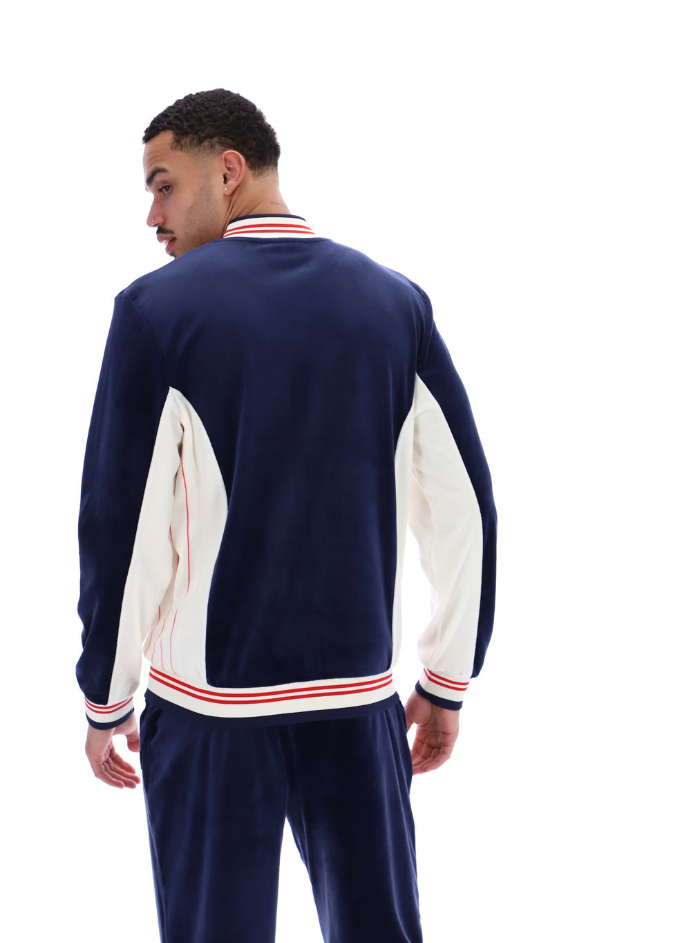 fila miguel velour track top 411 fila navy/gardenia/fila red