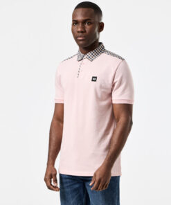 weekend offender costa mid check polo pale blush