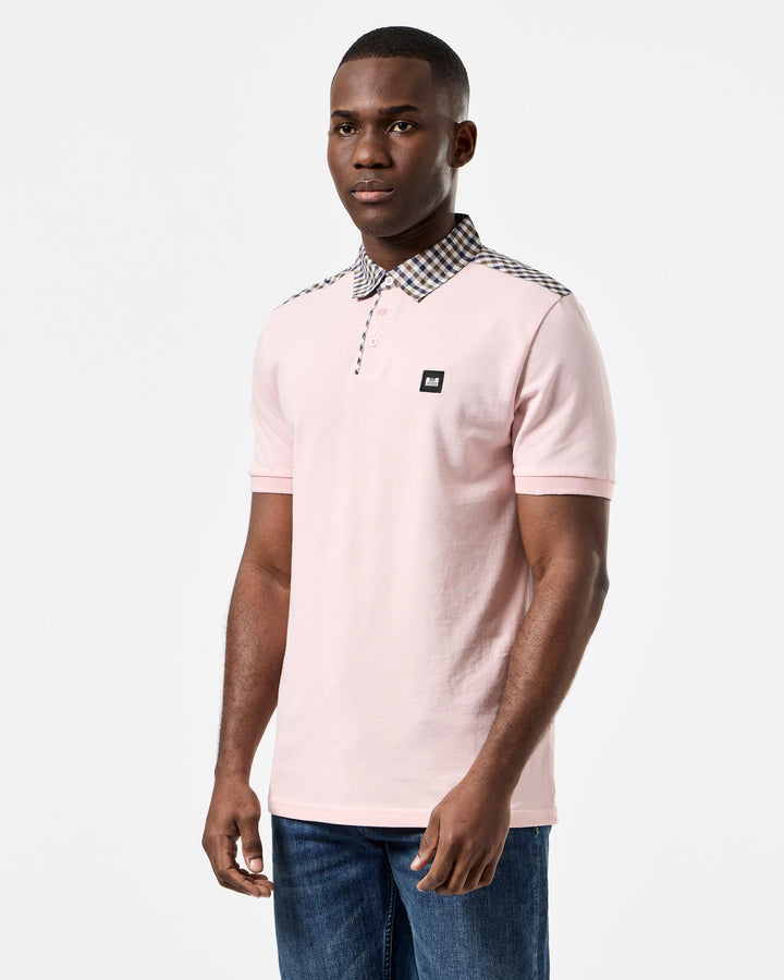 weekend offender costa mid check polo pale blush