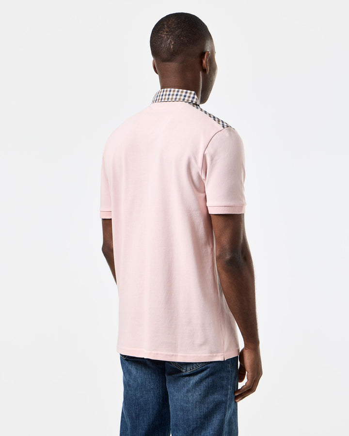 weekend offender costa mid check polo pale blush