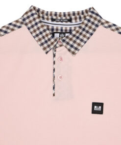 weekend offender costa mid check polo pale blush