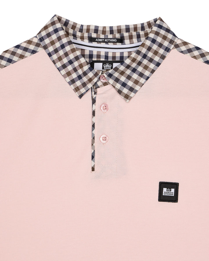 weekend offender costa mid check polo pale blush
